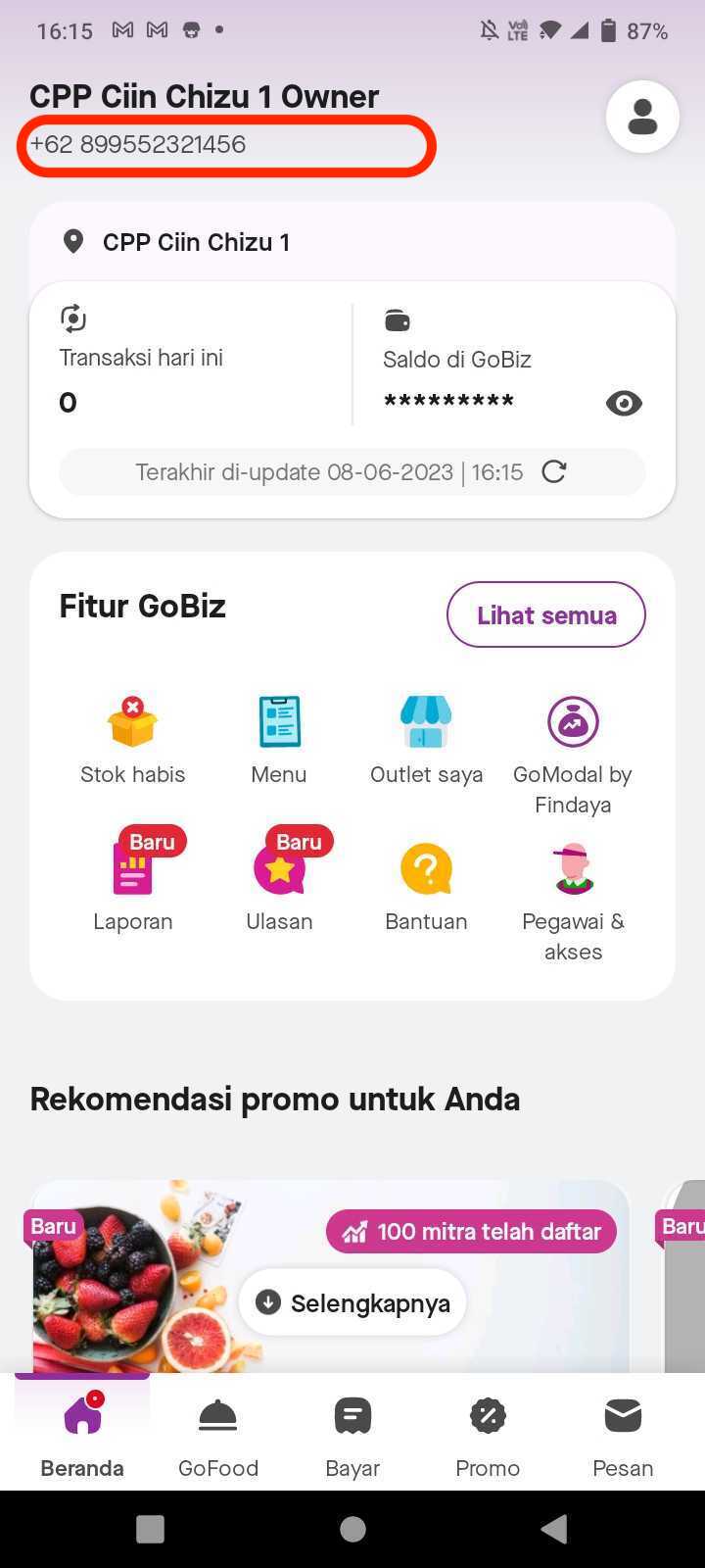 Check Phone Number in Main Page